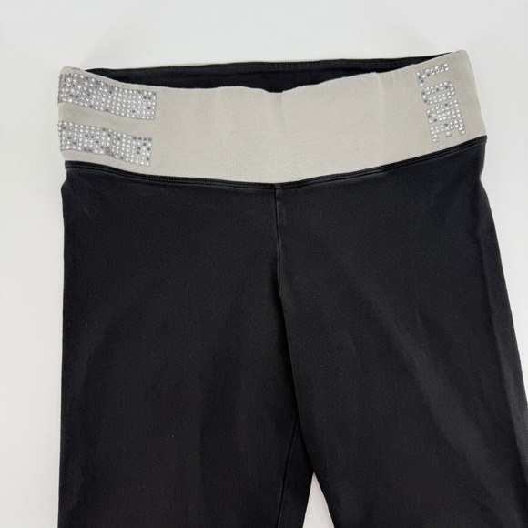 PINK Victoria's Secret Pants - PINK Victoria's Secret Yoga Leggings Black Rhinestone Waistband Size S